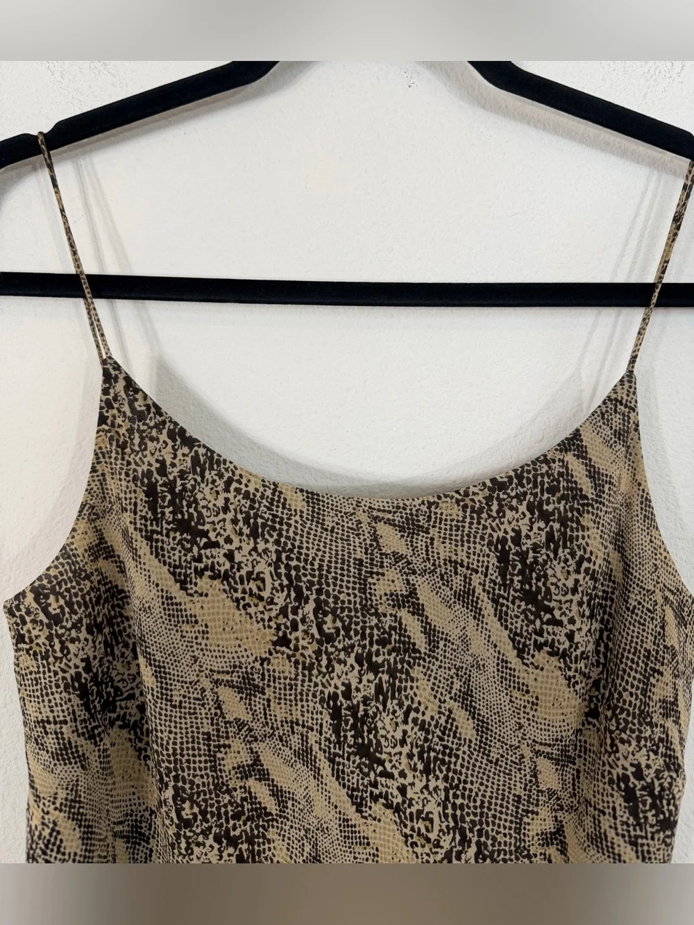 Vintage Ann Taylor Silk Two Piece Skirt Set Brown Snakeskin Cami Midi Size 2/4 - Picture 4 of 16
